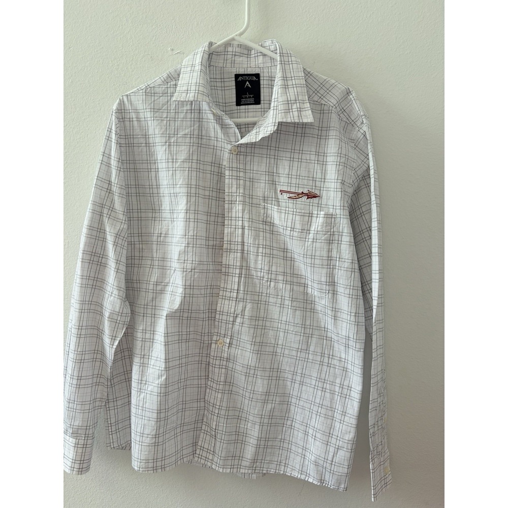 Antigua Florida State Seminoles White Structure Check Long Sleeve Button Up